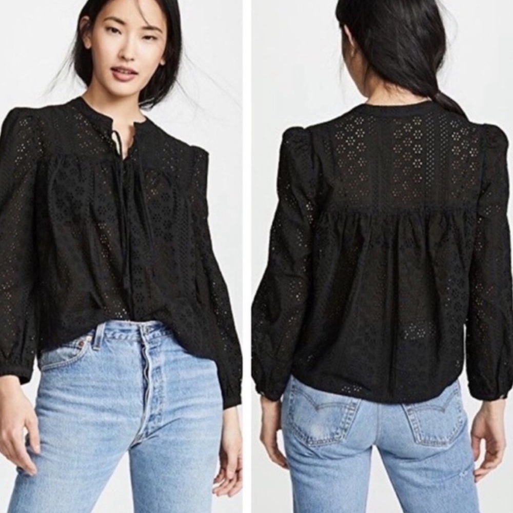 Madewell Eyelet Double Peasant Top (M)